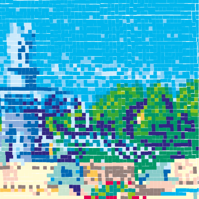 Pixel Art - vue sur la fontaine de la Rotonde à Aix-en-Provence