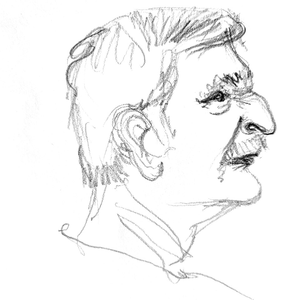 Portrait crayonné en 5 min d'un homme de profil