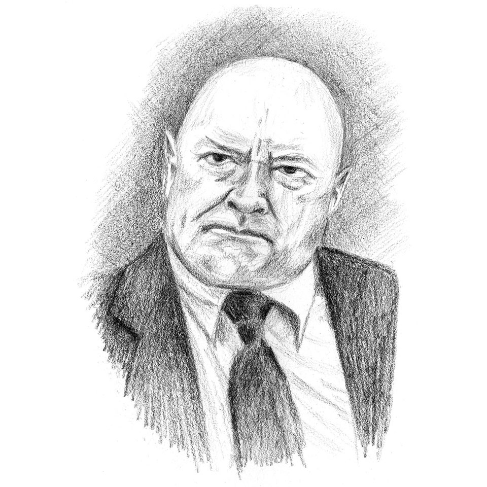 Portrait crayonné à la mine graphite représentant Barry Corbin dans la série One Tree Hill